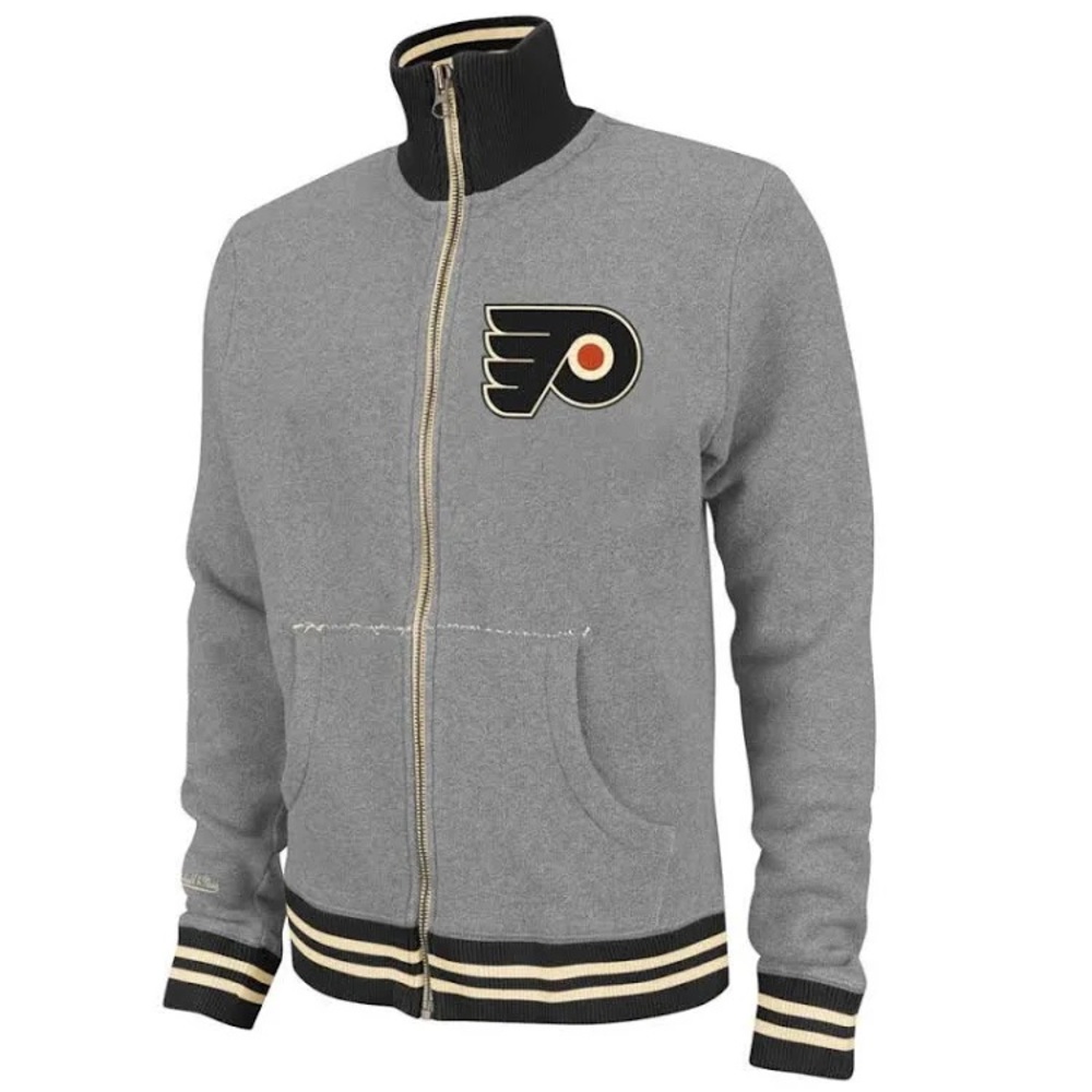 Philadelphia Flyers Grey Mitchell & Ness French Terry Vintage Sweatshirt.